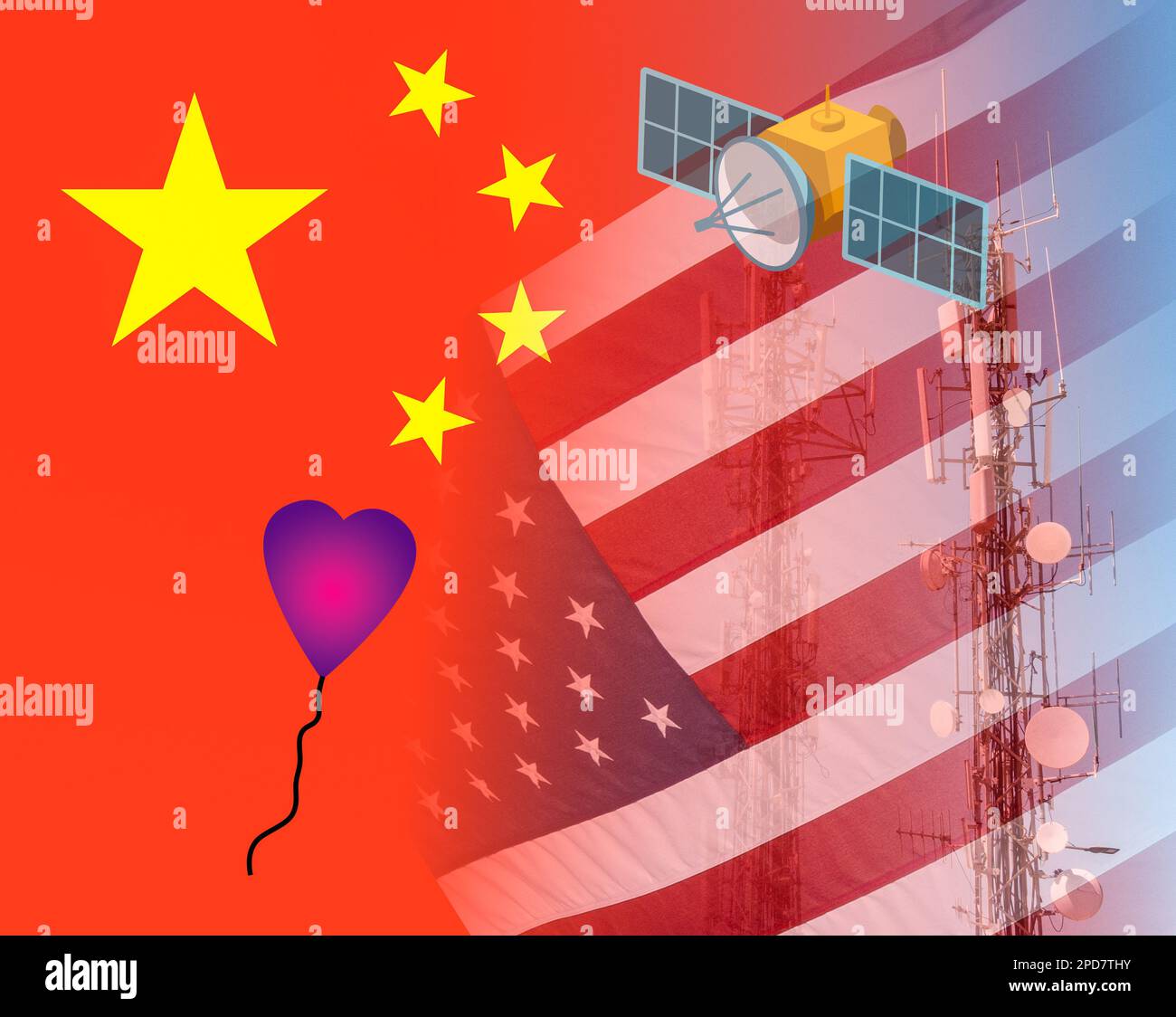 Chine, USA espionnage, ballons, satellite... concept Banque D'Images