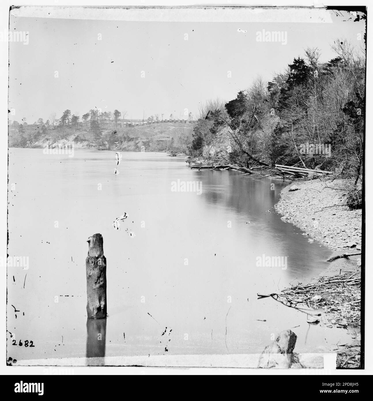 Vue sur la rive de la rivière. Photographies de guerre civile, 1861-1865 . États-Unis, Histoire, Guerre civile, 1861-1865. Banque D'Images