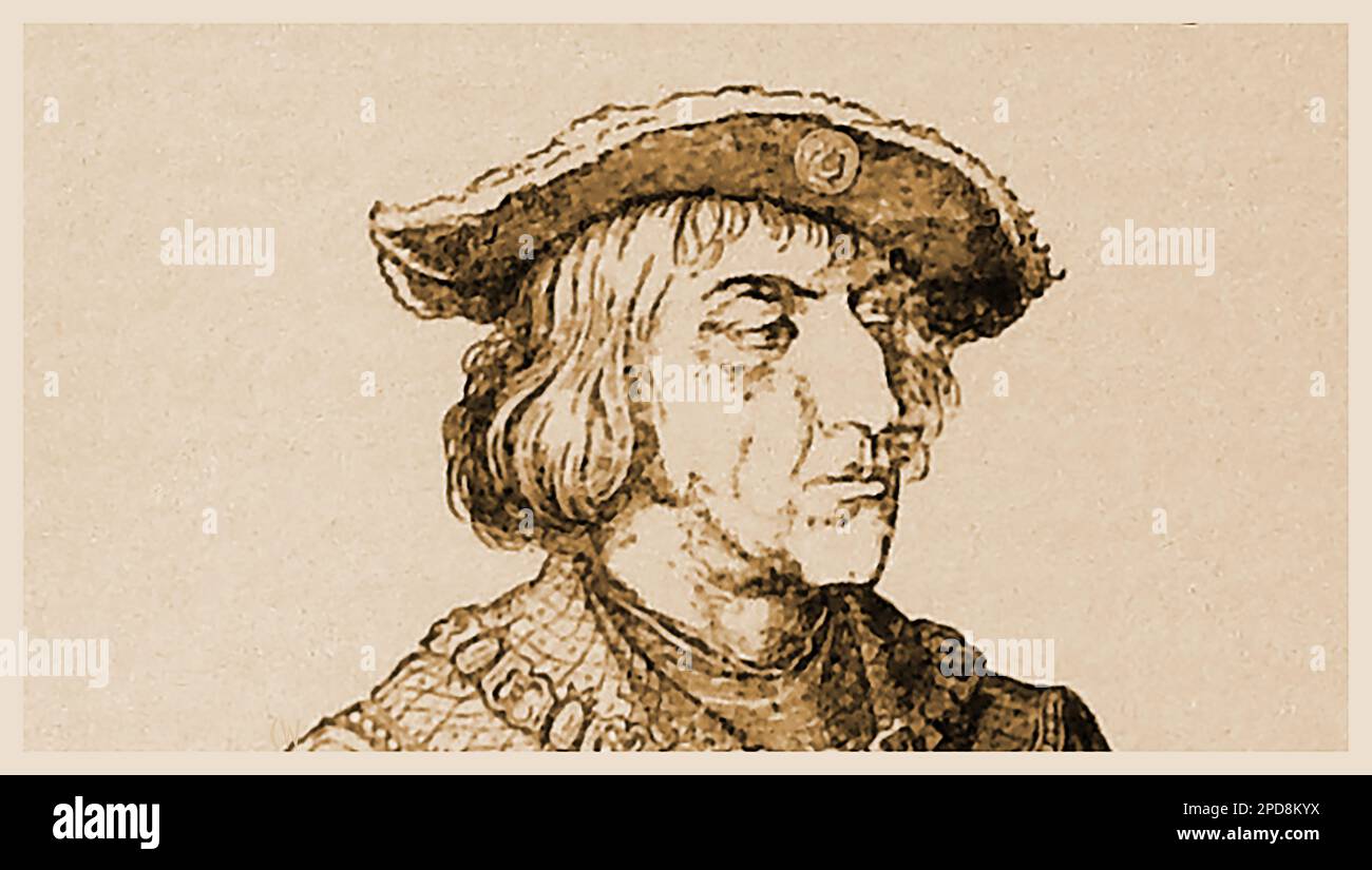 Un portrait de 19th siècle, gravure de Maximilian I, empereur d'Allemagne ( 1459 – 1519), roi des Romains, empereur Saint-Romain et pape non-truqué. Parmi les autres titres figurent le roi d'Allemagne, l'archiduc d'Autriche et le duc de Bourgogne --- Ein Porträtstich aus dem 19. Jahrhundert von Maximilian I., Kaiser von Deutschland (1459 – 1519), König der Römer, Kaiser des Heiligen Römischen Reiches und ungekrönter Papst. Weitere Titel sind König in Deutschland, Erzherzog von Österreich und Herzog von Burgund --- Banque D'Images