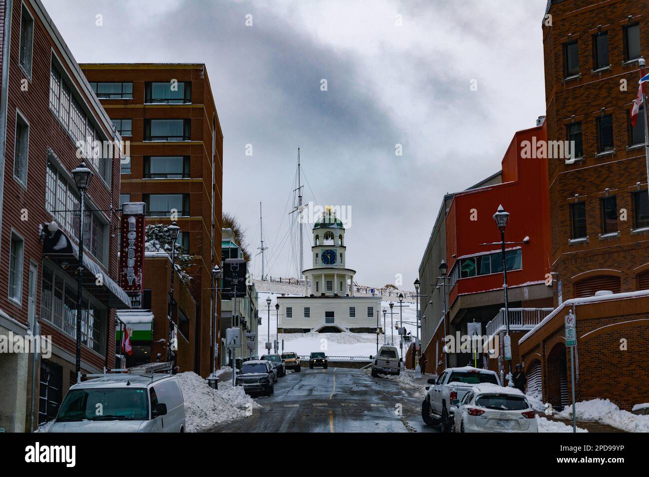 Horloge de la ville de Halifax située au bas de la colline de la citadelle, au sommet de la rue Carmichael Banque D'Images