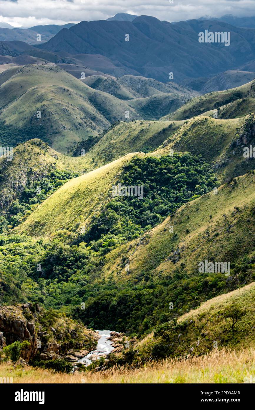 Paysage montagneux de la réserve naturelle de Malolotja au Swaziland (eSwatini) Banque D'Images
