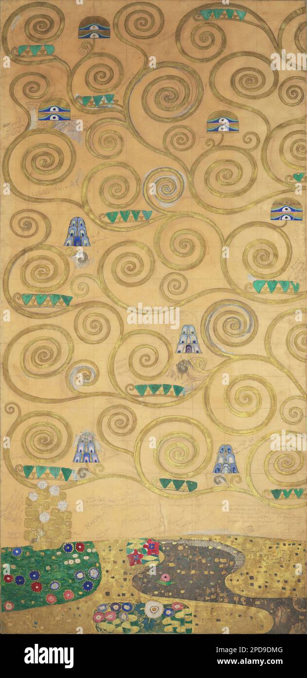 Neuf caricatures pour l'exécution d'un Frieze pour la salle à manger de la maison Stoclet à Bruxelles : partie 1, partie de l'arbre de vie 1910–1911 par Gustav Klimt Banque D'Images