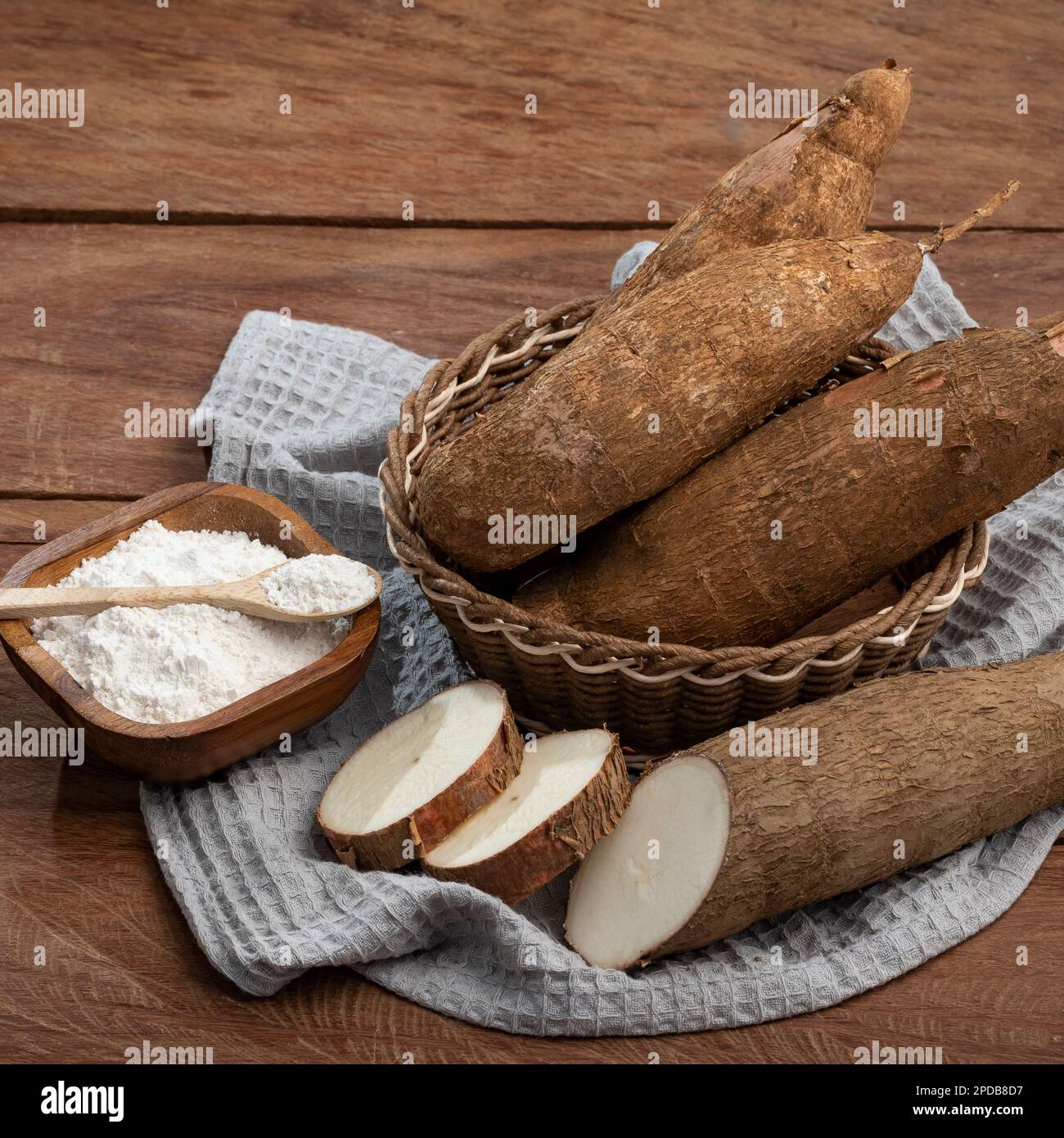 Manioc; amidon de manioc biologique brut - Manihot esculenta Banque D'Images