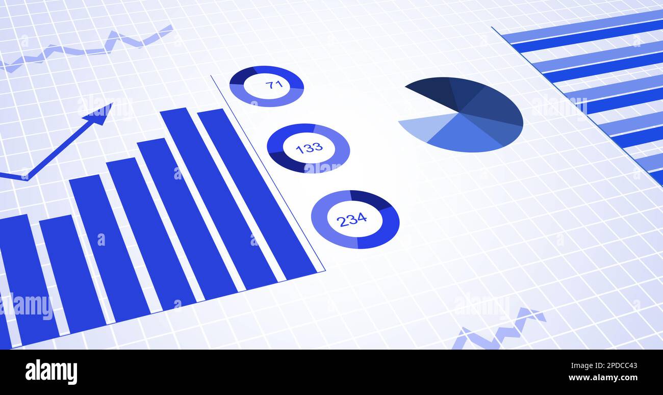 Image de graphiques, statistiques et traitement de données financières Banque D'Images