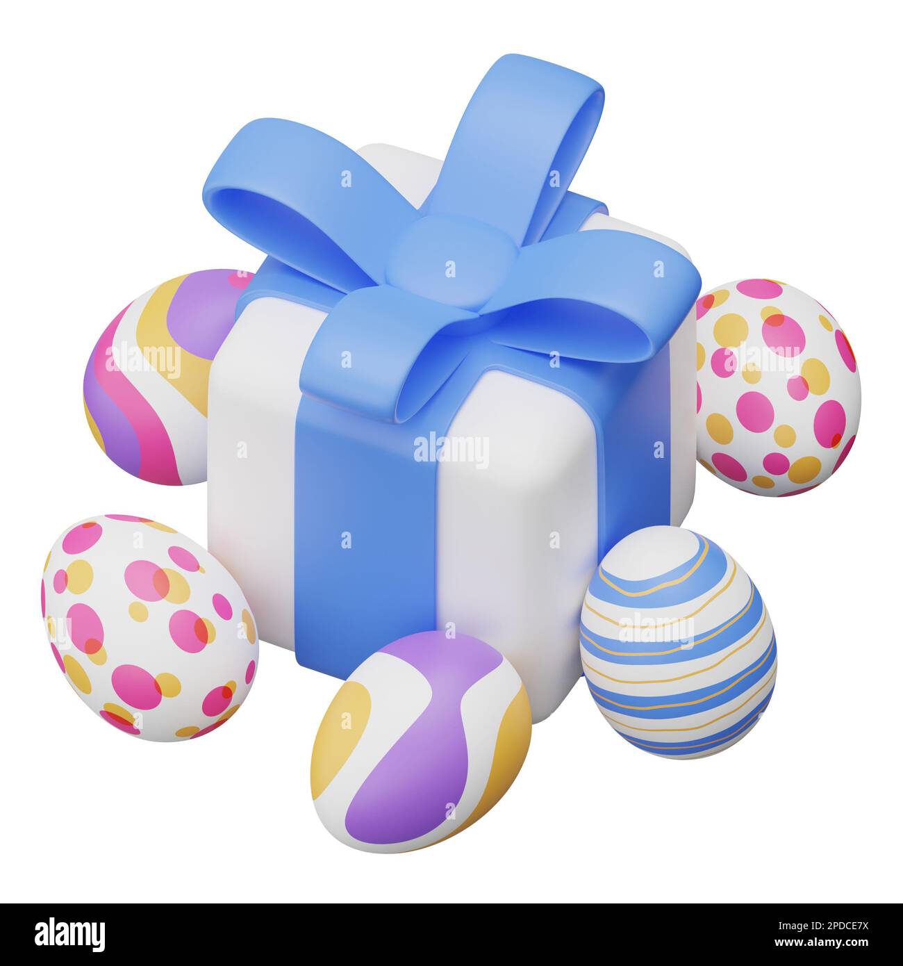 coffret cadeau de pâques à motif œufs illustration isométrique 3d