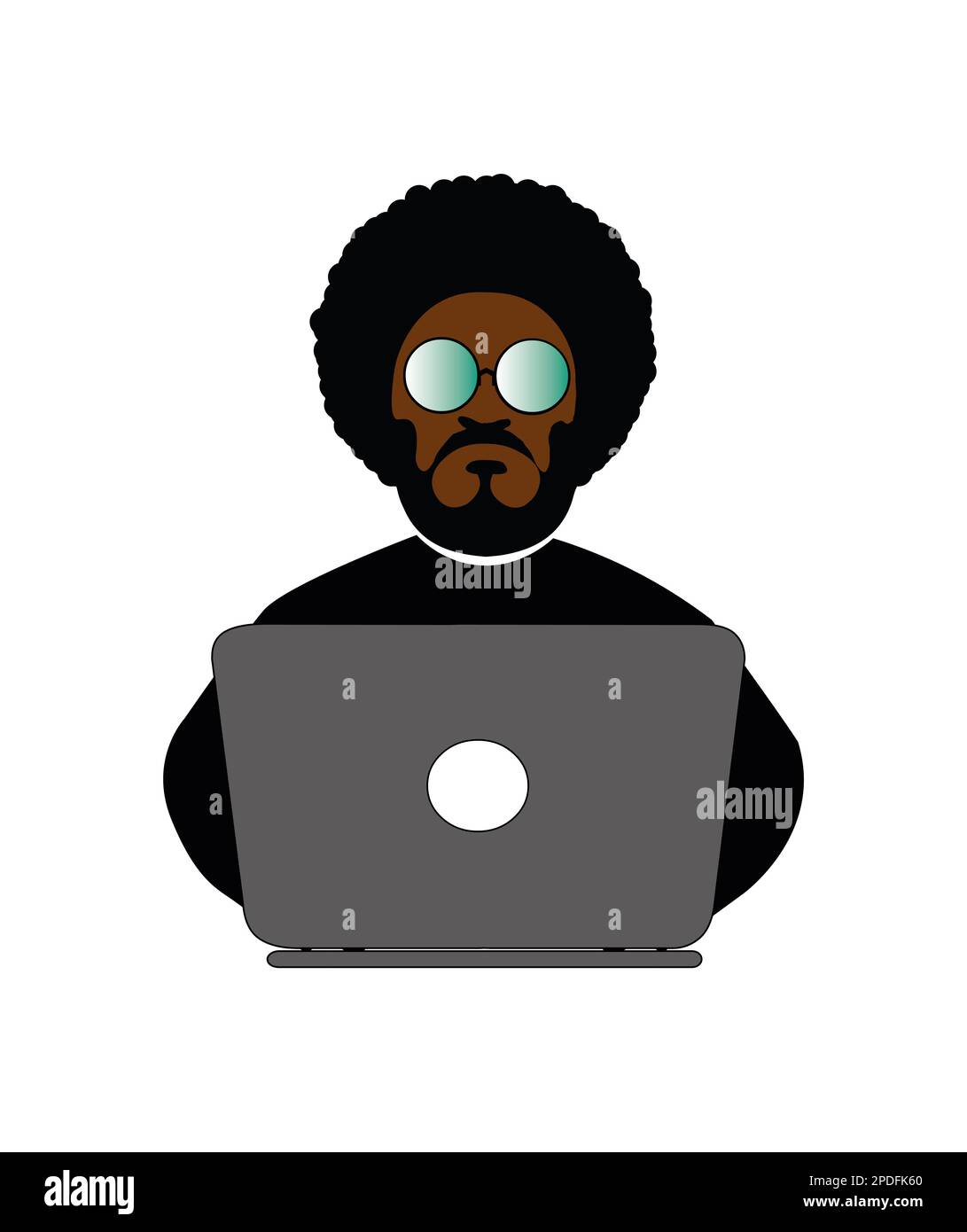 Hacker africain travaillant avec un ordinateur portable Banque D'Images