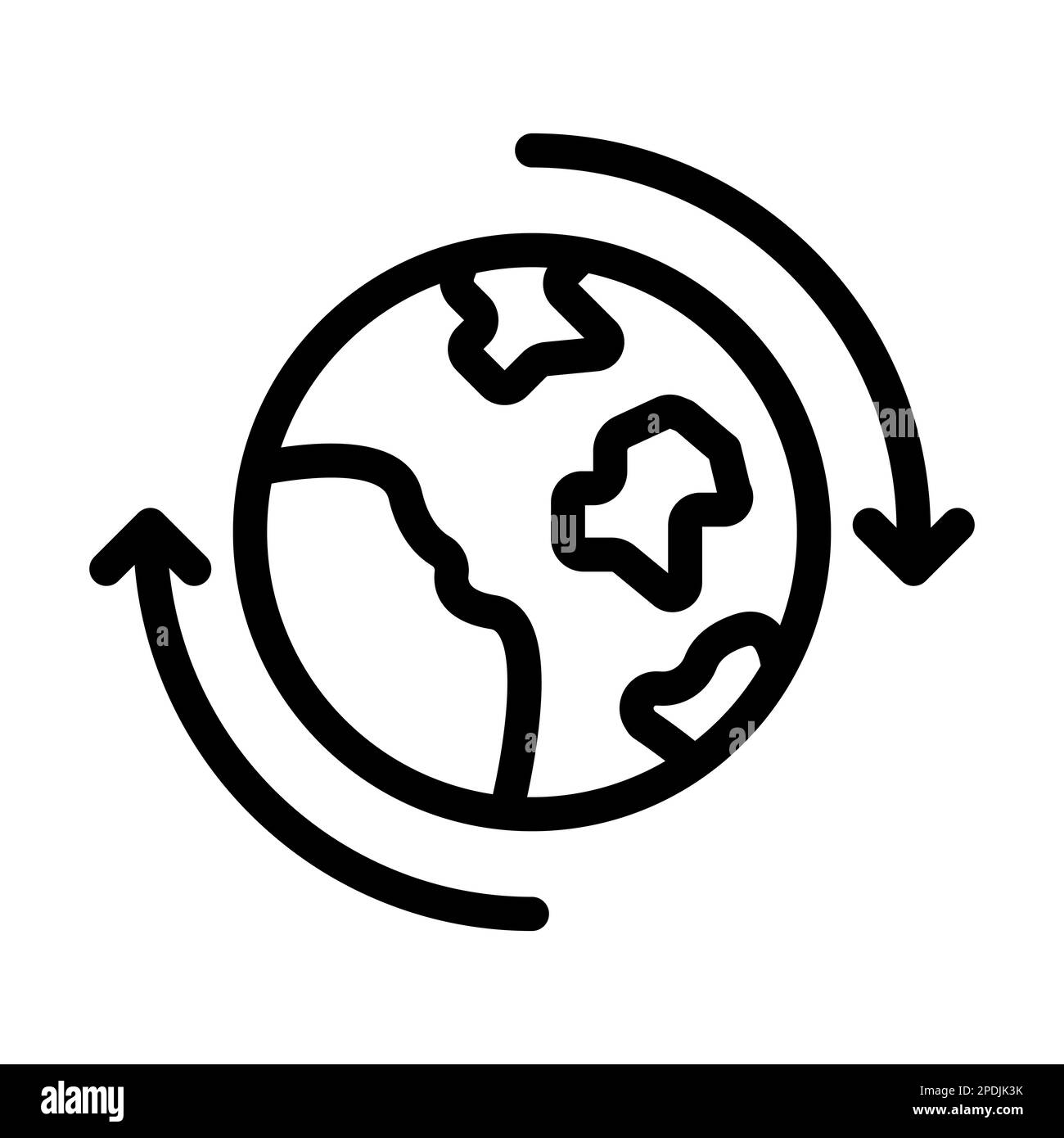 Icône de ligne épaisse vecteur de rotation de la terre pour usage personnel et commercial. Banque D'Images