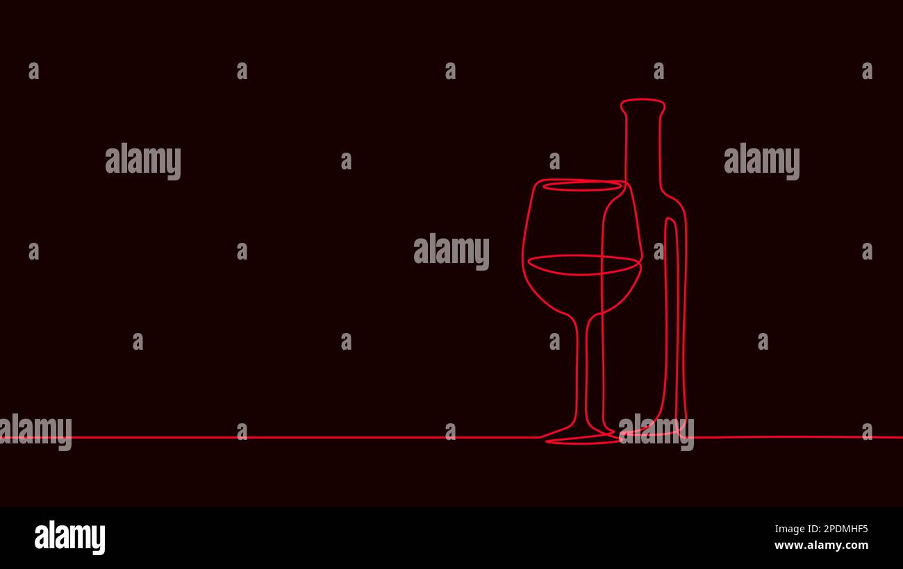 Concept de symbole de flass de bouteille de vigne continue à une ligne. Silhouette de vermouth de boisson alcoolisée. Vecteur de mise en plan d'esquisse numérique blanc à une ligne Illustration de Vecteur