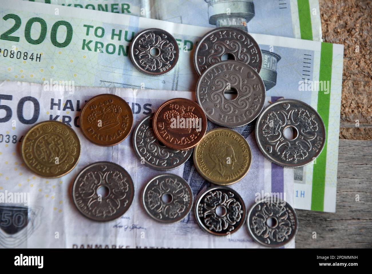Copenhague /Danemark/15 mars 2023/monnaie danoise en couronnes danoises et pièces dans la Copenhague /Danemark/15 mars 2023/monnaie danoise en couronnes danoises et pièces dans la