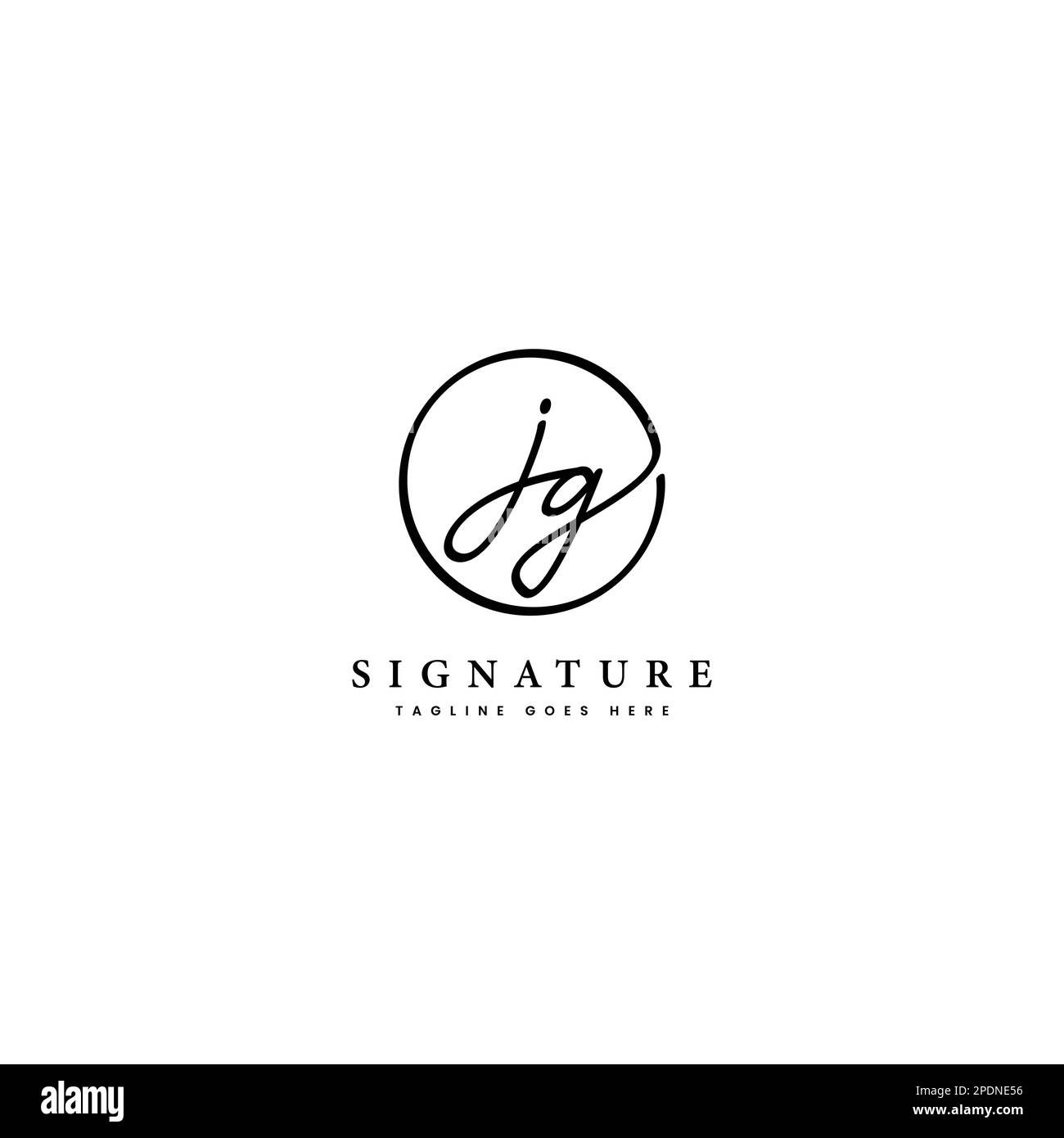 J, G, JG lettre initiale manuscrite et logo vectoriel de signature. Modèle d'entreprise en dessin au trait de forme ronde Illustration de Vecteur