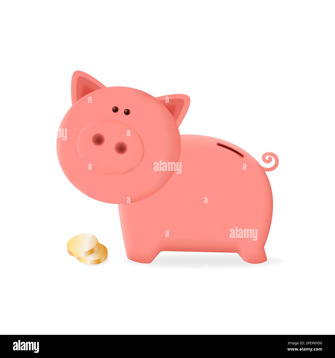 Jolie banque de porc rose sur fond blanc. Illustration de Vecteur