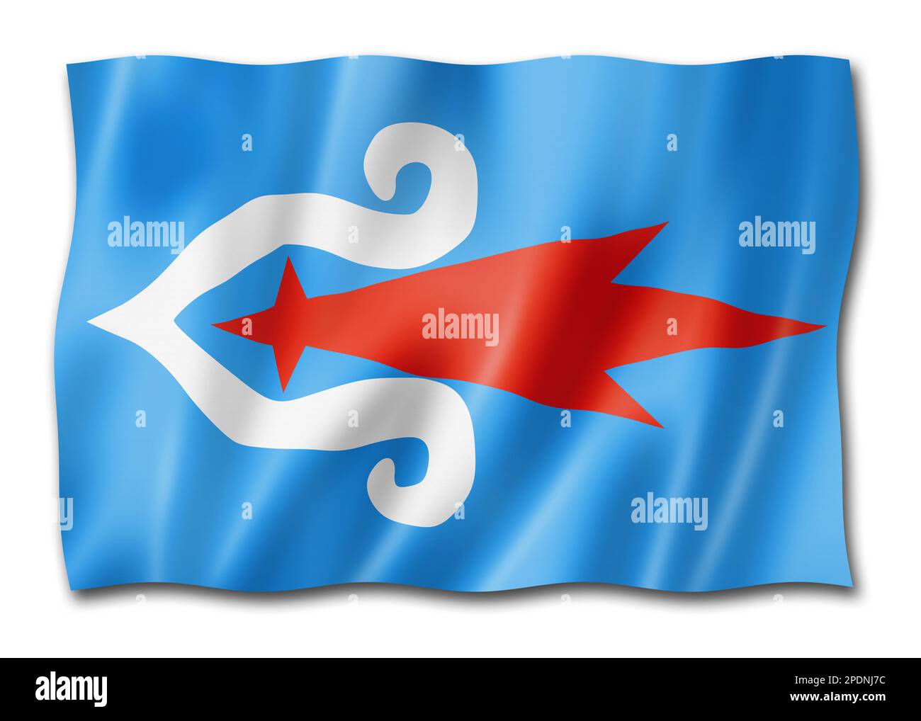 Drapeau ethnique du peuple Ainu, Asie. Illustration tridimensionnelle Banque D'Images