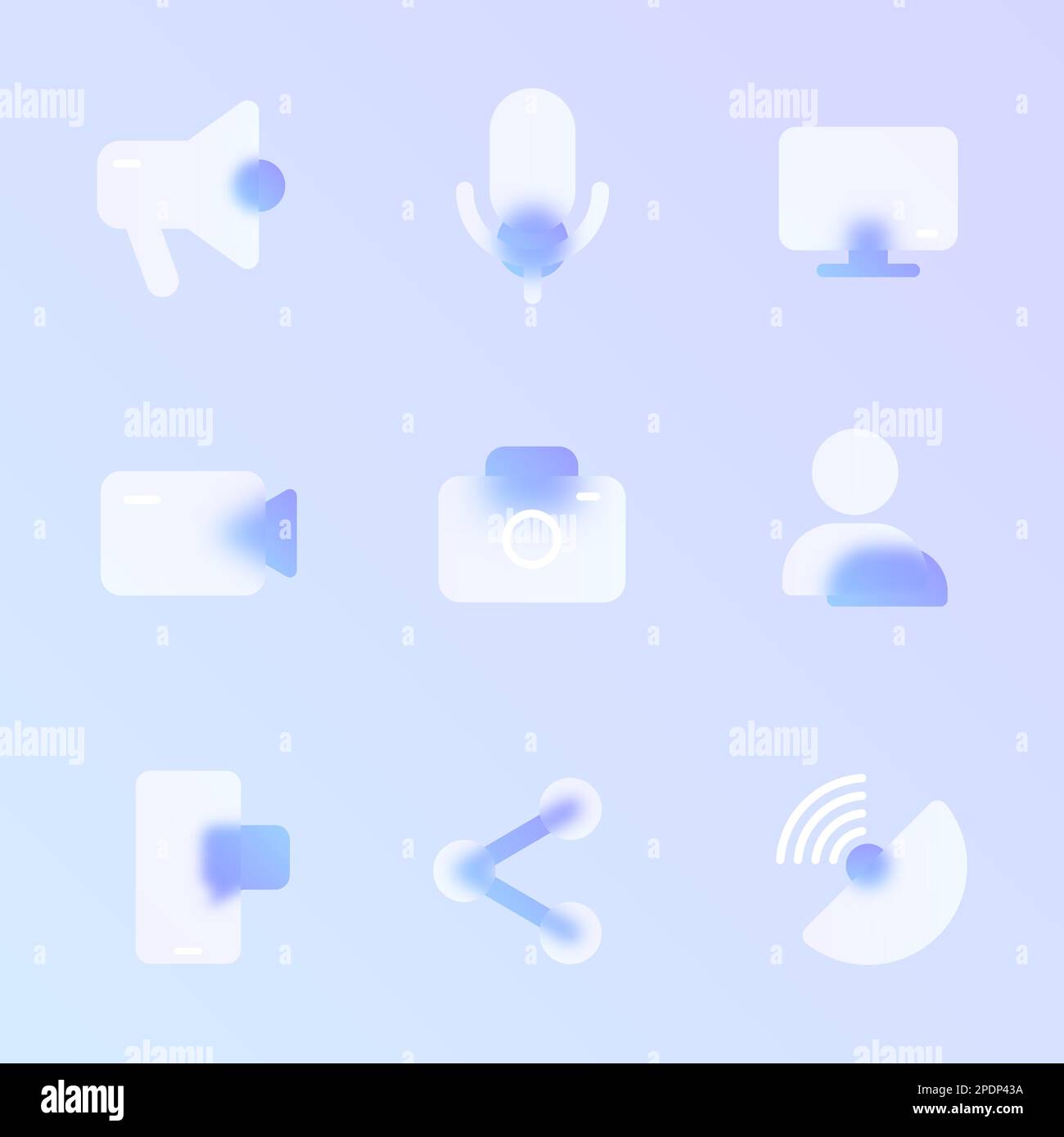 media verre morphisme tendance style icon set Illustration de Vecteur