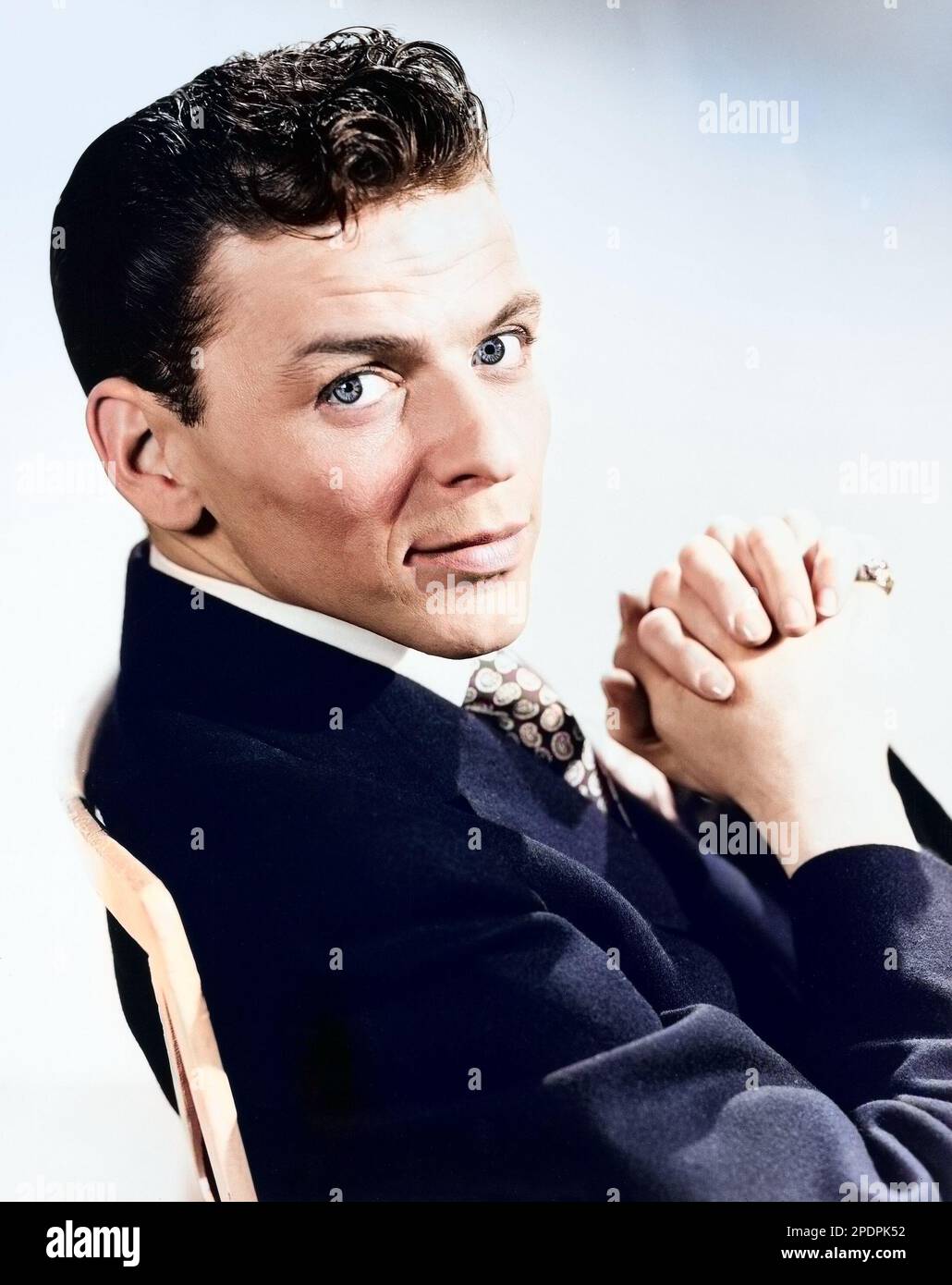 Frank Sinatra photo publicitaire - Photographie colorisée, Circa 1960s Banque D'Images