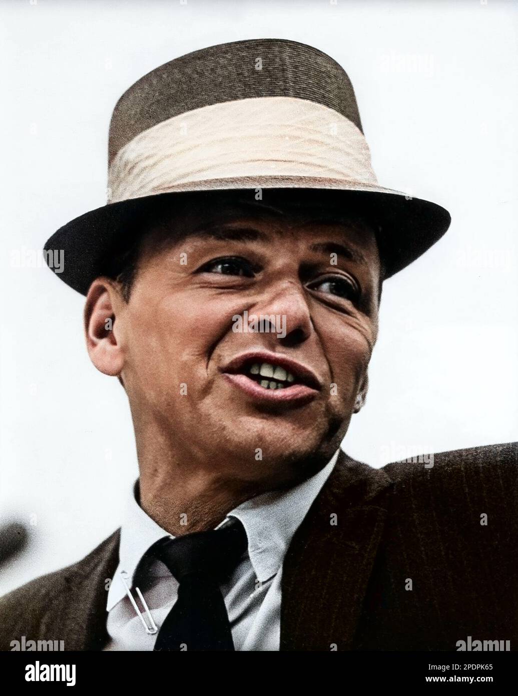 Frank Sinatra photo publicitaire colorisée Vintage c 1960s Banque D'Images