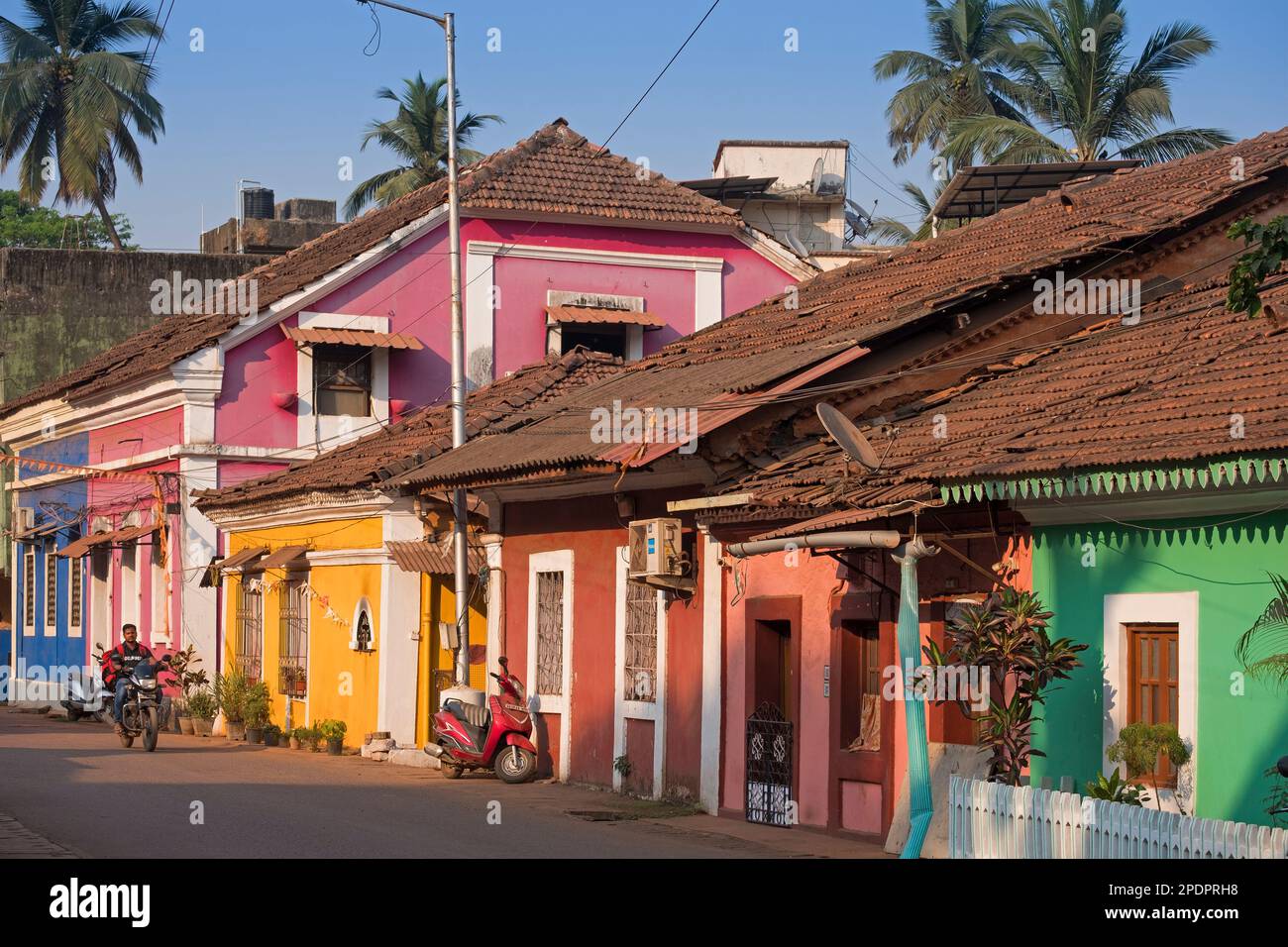 Maisons colorées Fontainhas Panjim Goa Inde Mala Banque D'Images