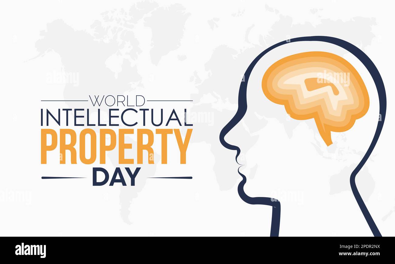Journée mondiale de la propriété intellectuelle. concept de reconnaissance des droits de brevet bannière ou modèle design noir et orange avec fond blanc. Observé sur AP Illustration de Vecteur