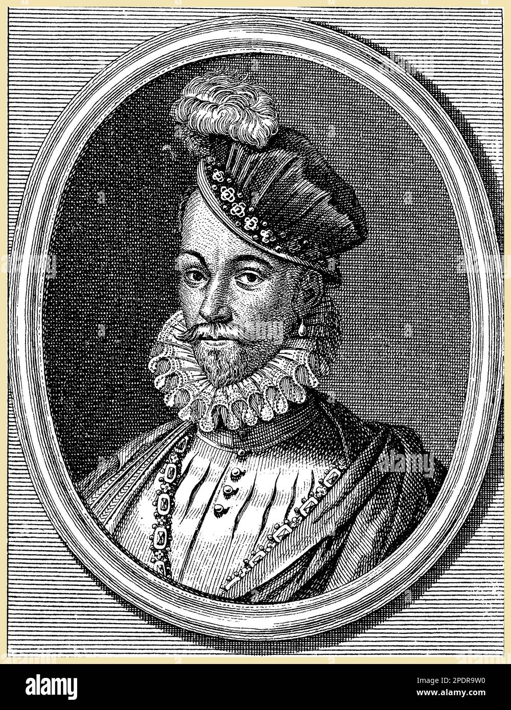 Charles IX de France (1550-1574) était le roi qui présidait le tristement célèbre Saint Massacre de Bartholomée de 1572, pendant les guerres de religion françaises. Il était également responsable de la suppression du protestantisme en France, mais son règne a été marqué par l'instabilité et la guerre civile. Charles IX est connu pour son intérêt pour les arts et les sciences, et pour son patronage des universitaires et des artistes. Son règne a vu la montée de la puissante famille guise, qui a contribué à façonner le cours des guerres de religion Banque D'Images