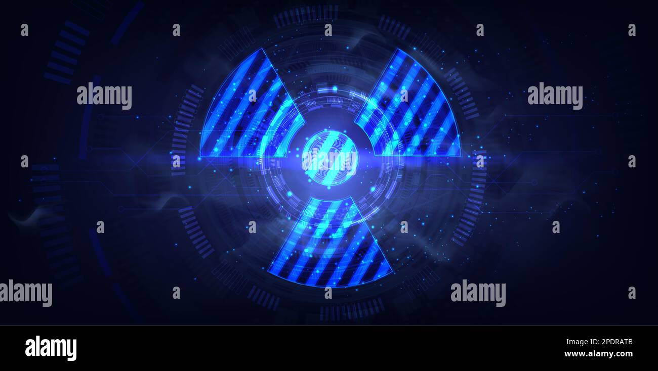 Signe futuriste de rayonnement divisé en petits éléments radioactifs Illustration de Vecteur