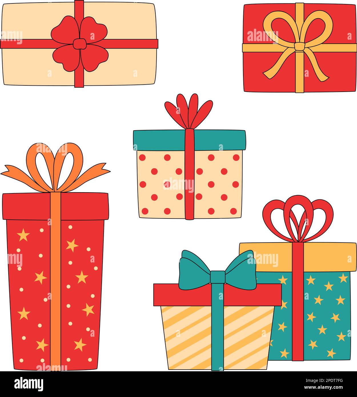 Illustration vectorielle d'un jeu de différentes boîtes-cadeaux Illustration de Vecteur