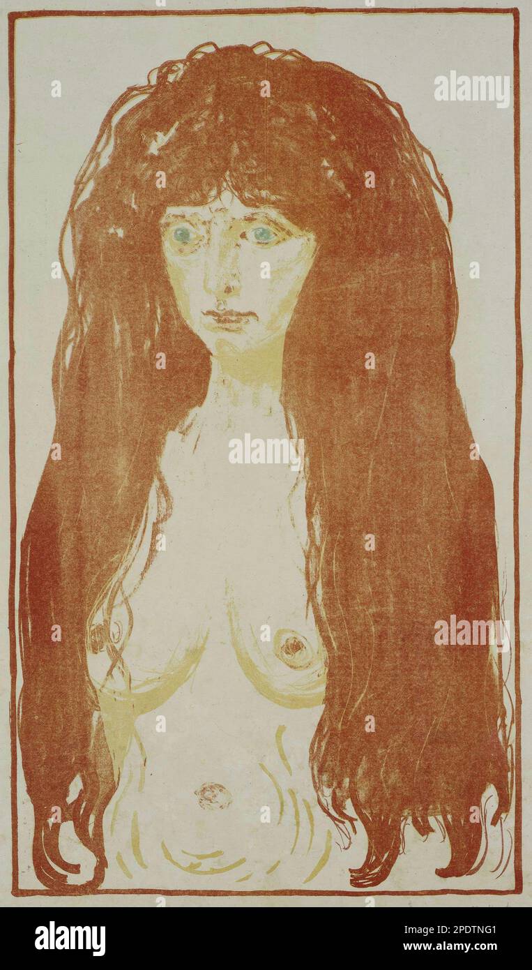 Naakte vrouw met rood haar en groene ogen 1873 - 1944 par Edvard Munch Banque D'Images
