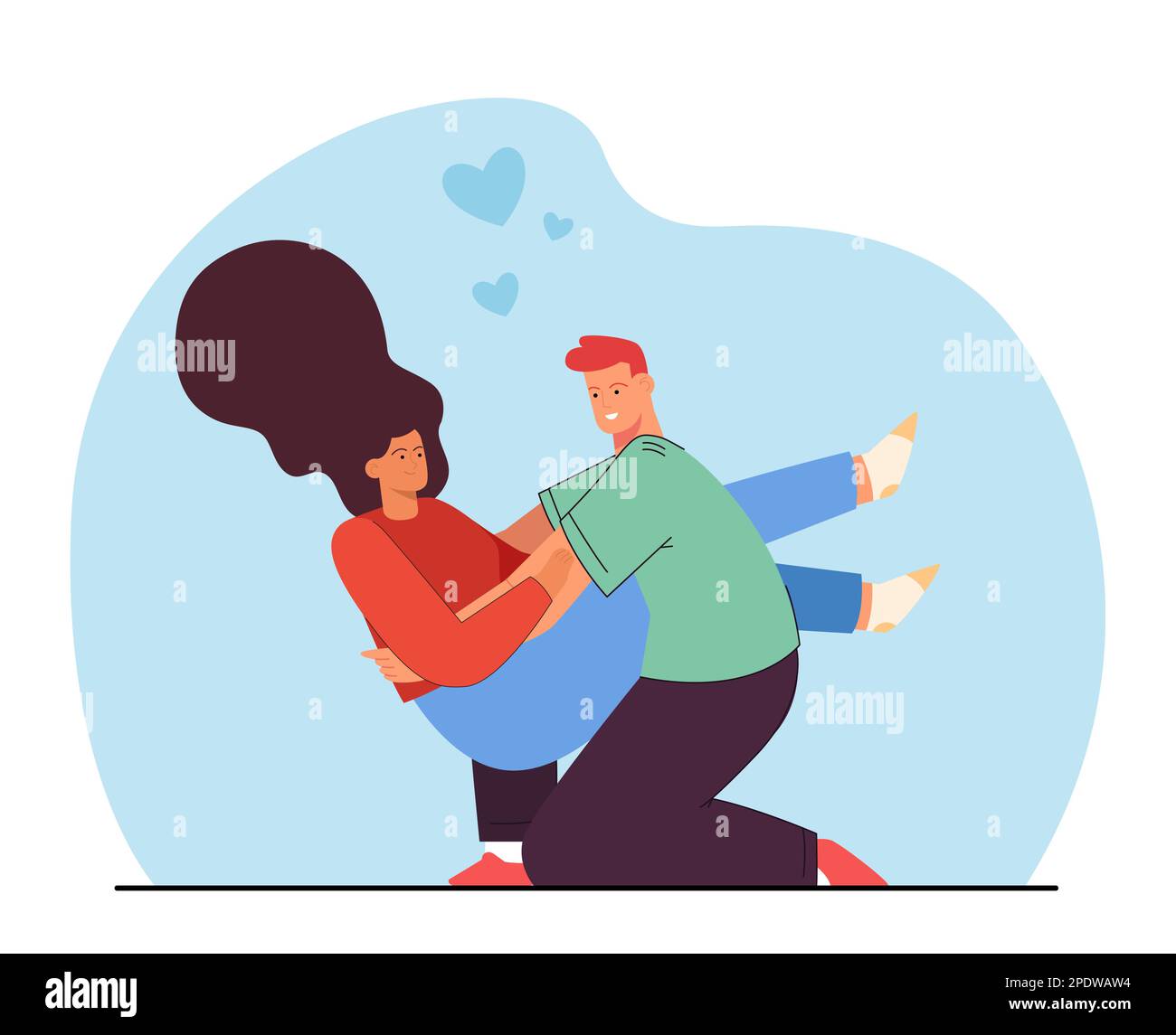 Bonne bande dessinée petit ami tenant petite amie sur le genou Illustration de Vecteur Bonne bande dessinée petit ami tenant petite amie sur le genou Illustration de Vecteur