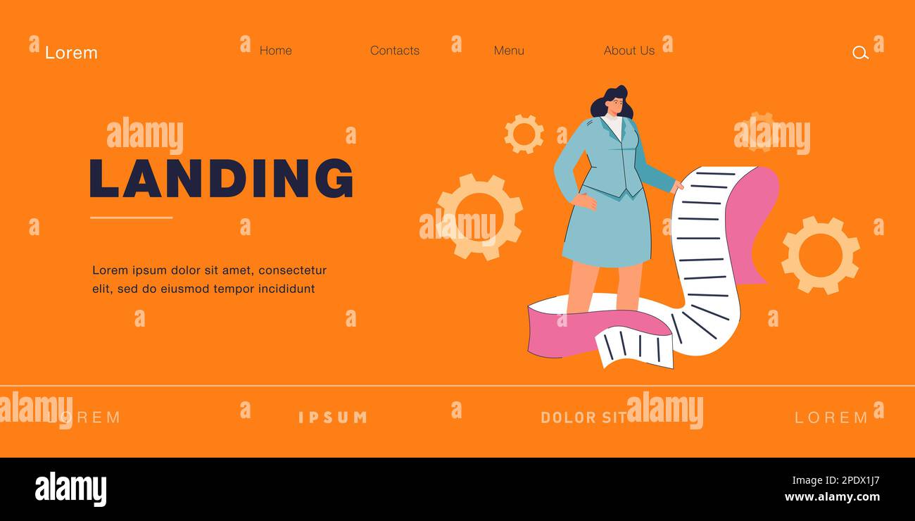 Petite femme en costume faisant la vérification de la grande liste de tâches de papier Illustration de Vecteur