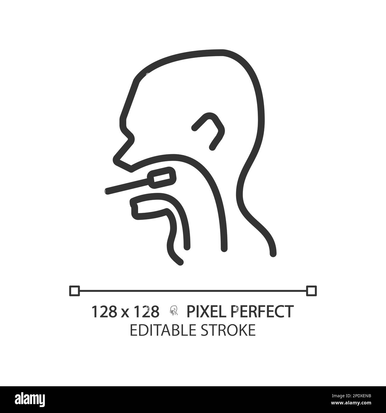 Icône linéaire pixel Perfect de l'examen de la gorge Illustration de Vecteur