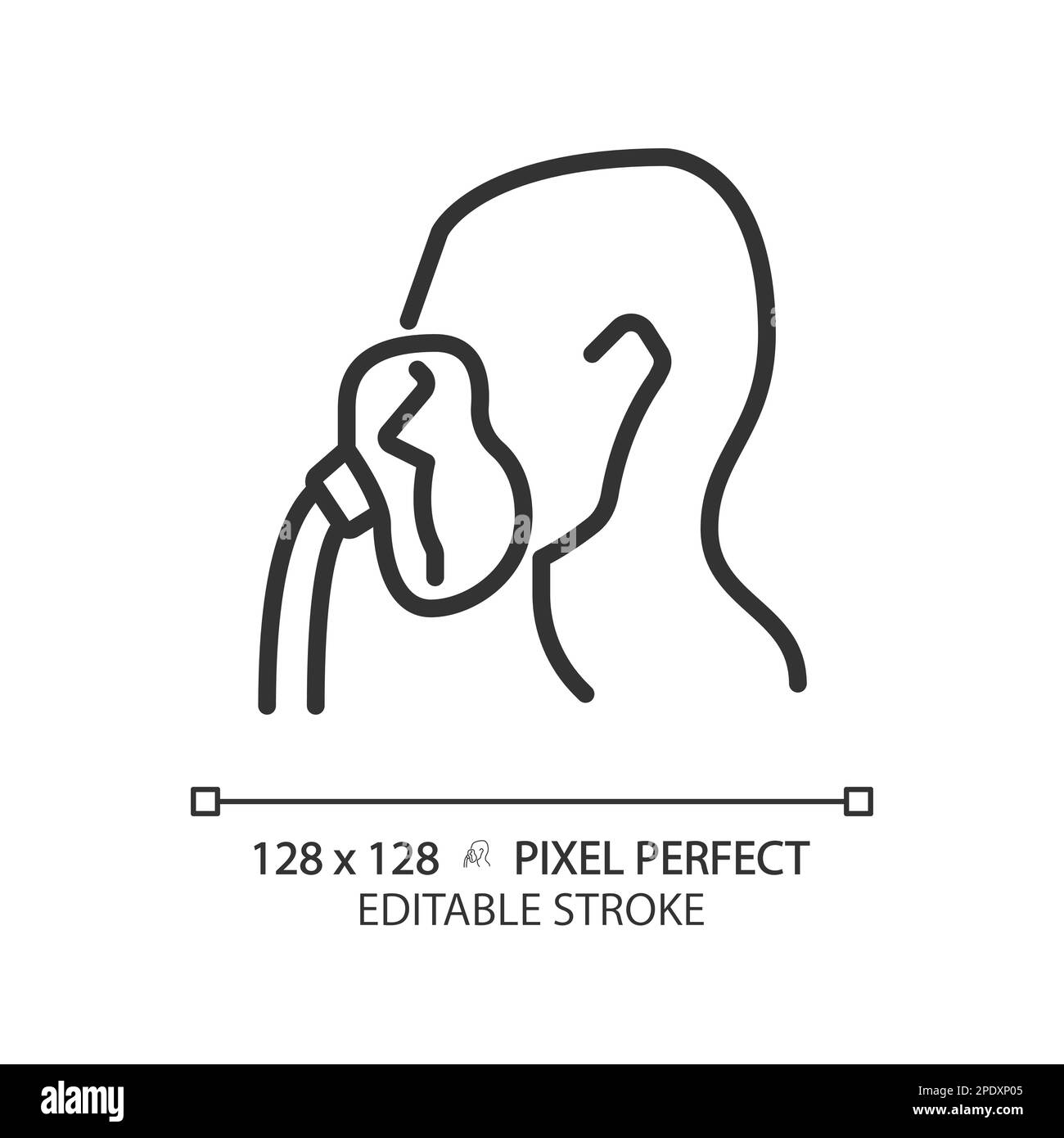 Icône linéaire parfaite de pixel de masque d'oxygène Illustration de Vecteur