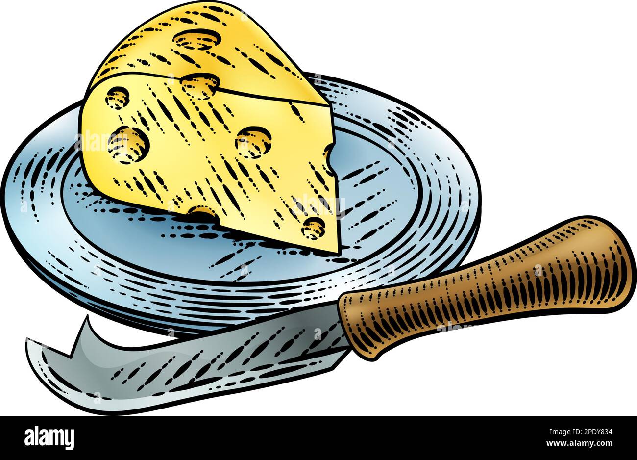Coin de couteau à fromage suisse de style bois d'époque Illustration de Vecteur