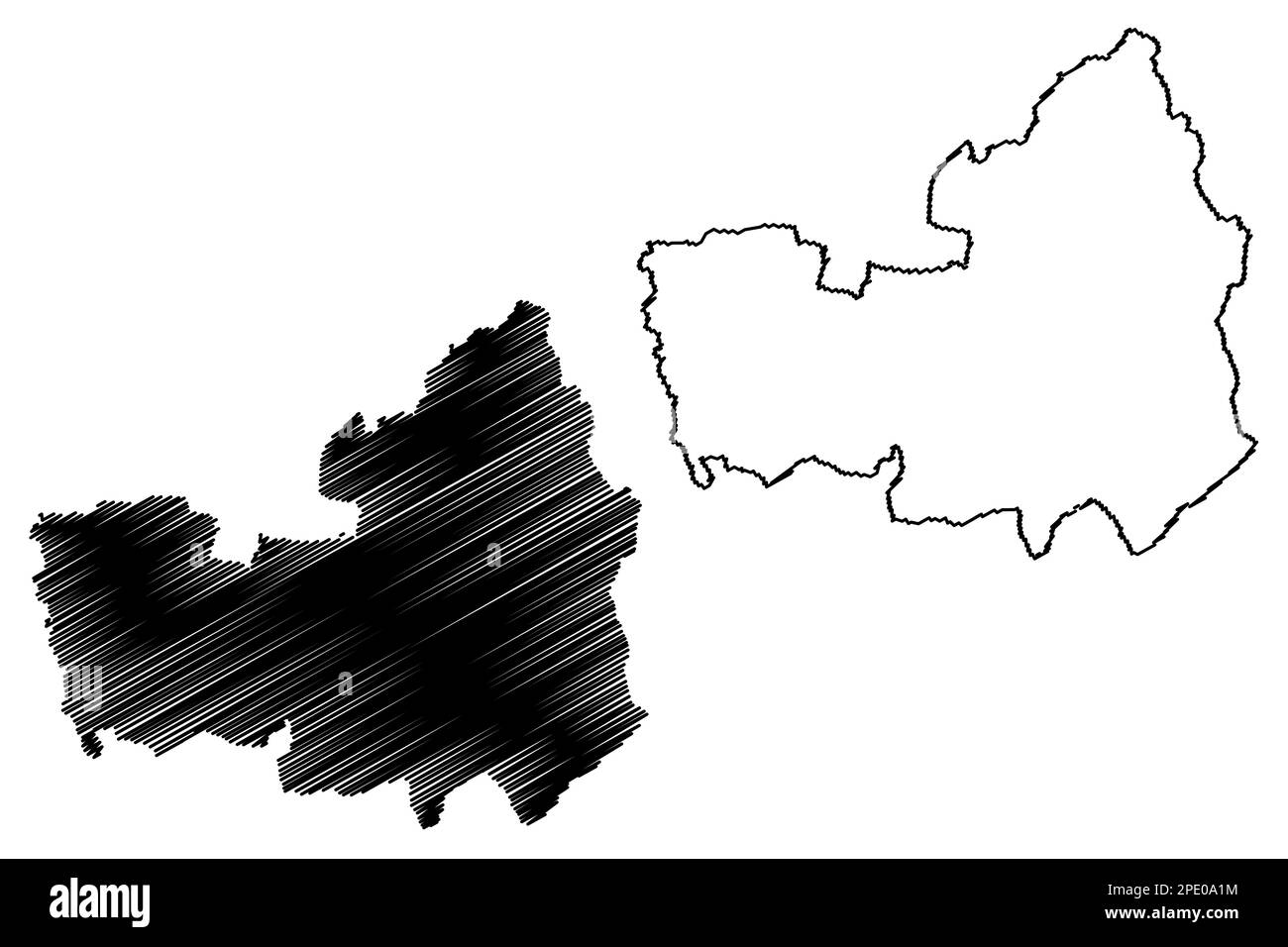 Chorley carte du district non métropolitain de Borough (Royaume-Uni de Grande-Bretagne et d'Irlande du Nord, comté cérémonial de Lancashire ou Lancs, Angleterre) Illustration de Vecteur