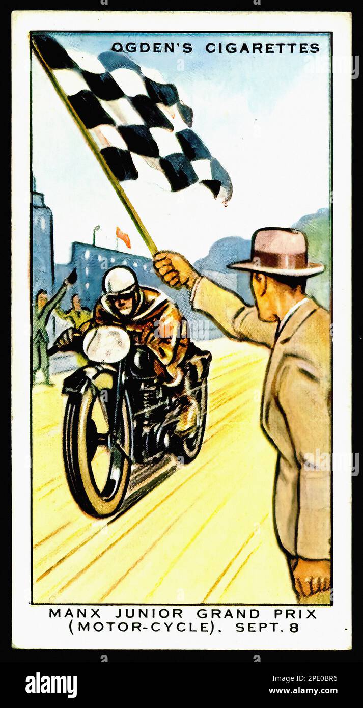 Manx Junior Grand Prix 1931 - carte à cigarettes vintage Banque D'Images