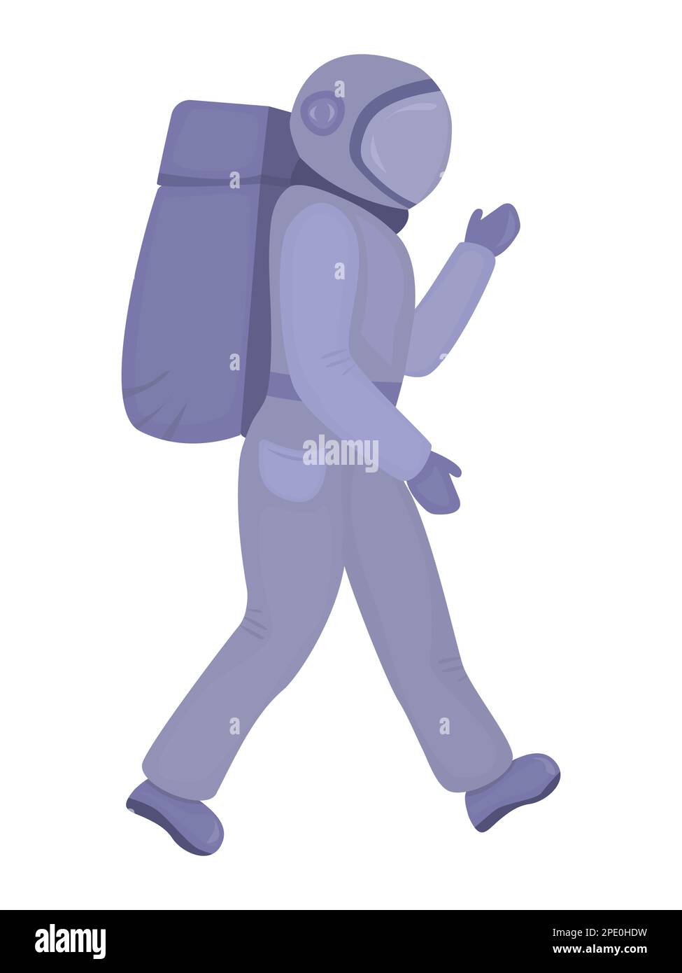 Astronaute ambulante dans un costume gris avec sac à dos Illustration de Vecteur