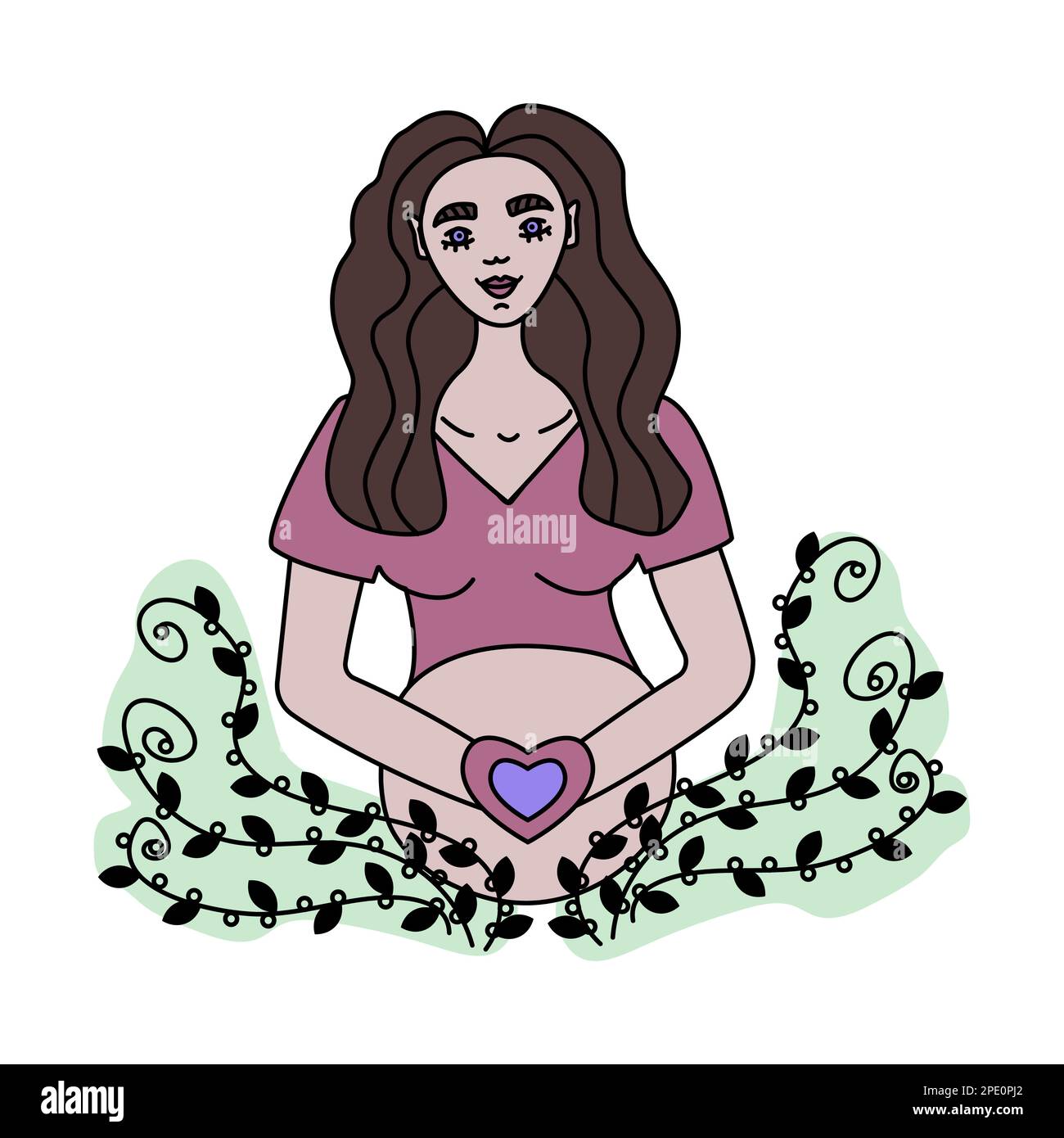 Femme enceinte brune, illustration colorée Illustration de Vecteur