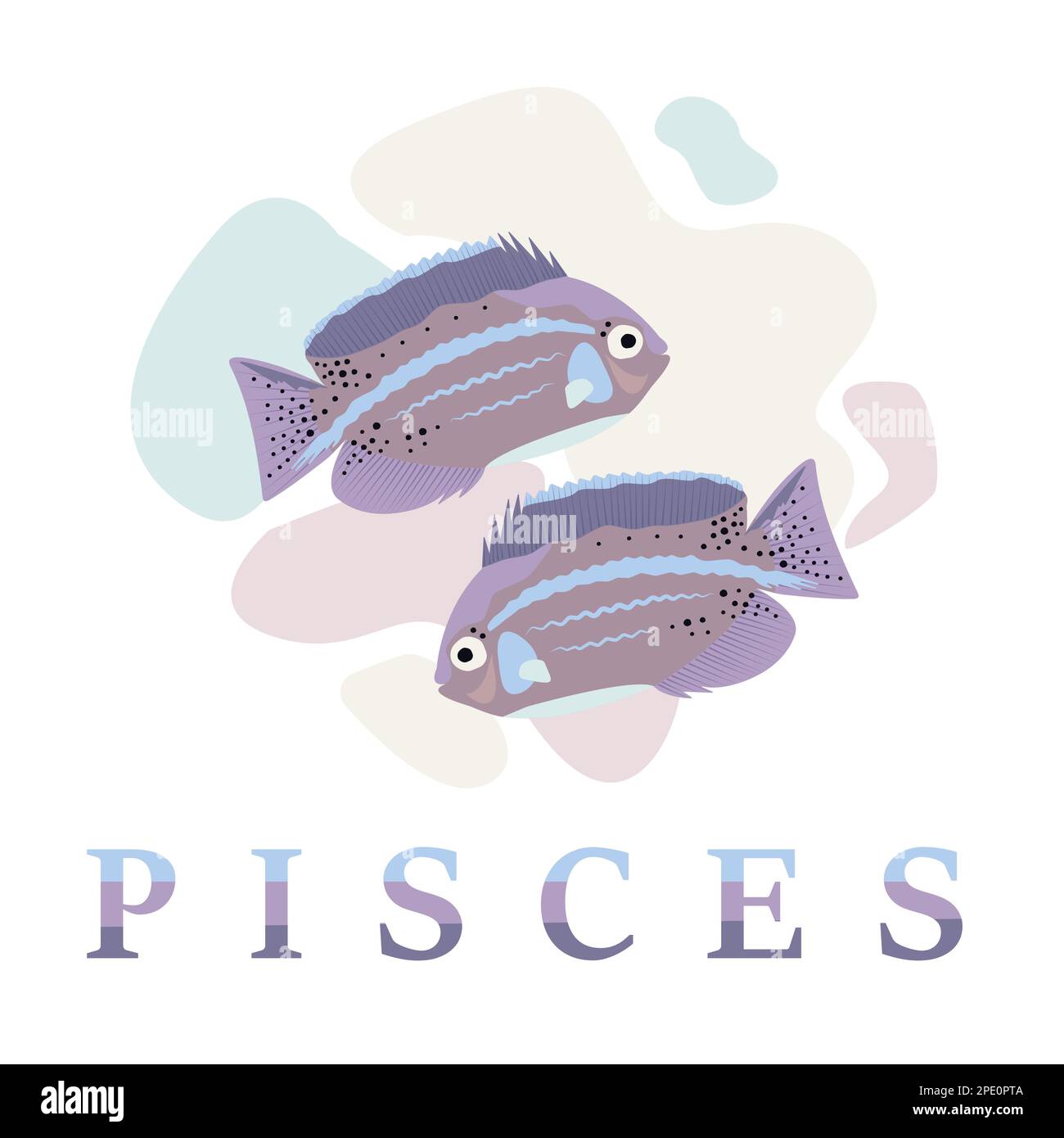 Signe de zodiaque de poissons, illustration et texte Illustration de Vecteur