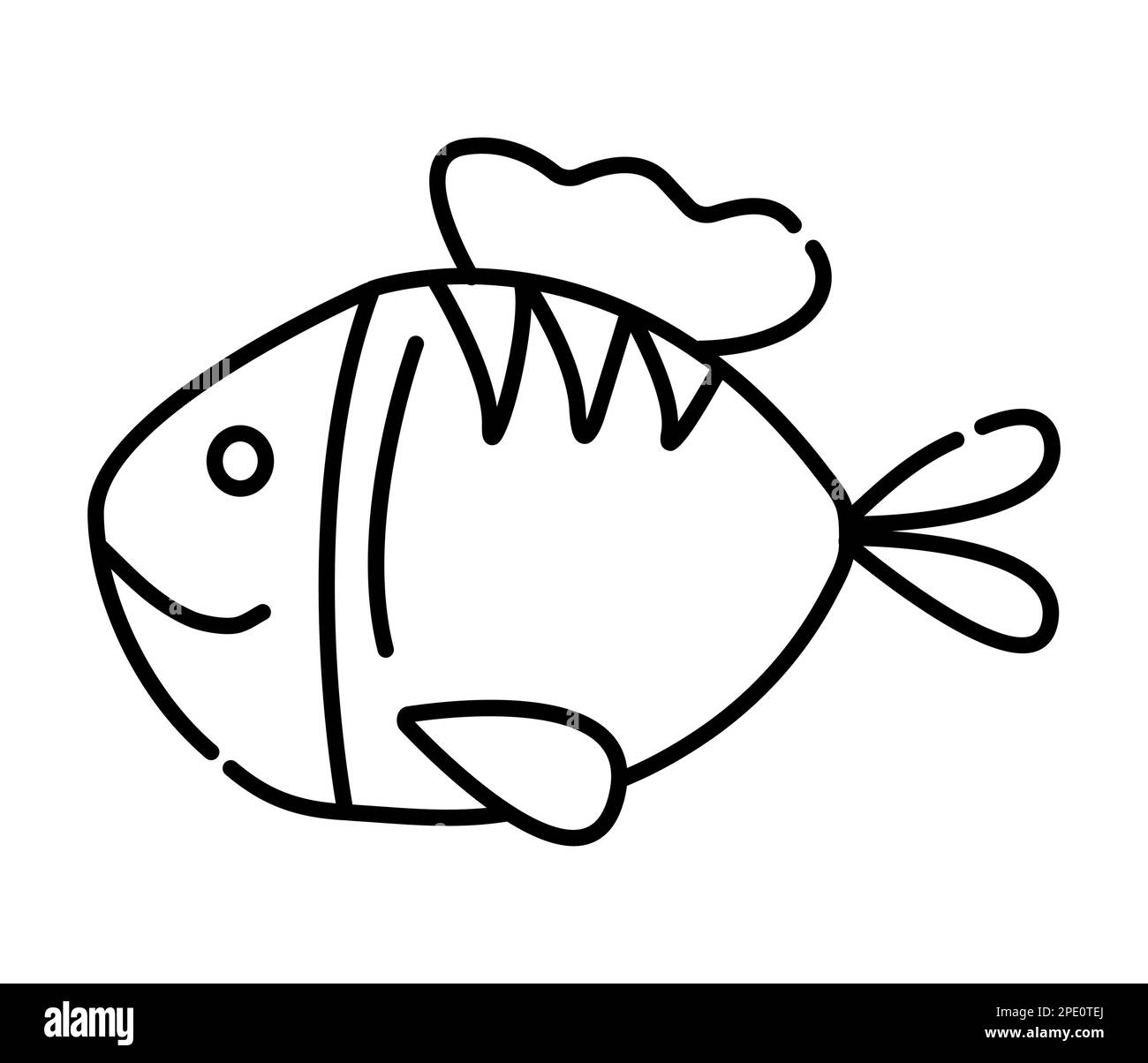 Illustration de lignes vectorielles noir et blanc poisson Illustration de Vecteur