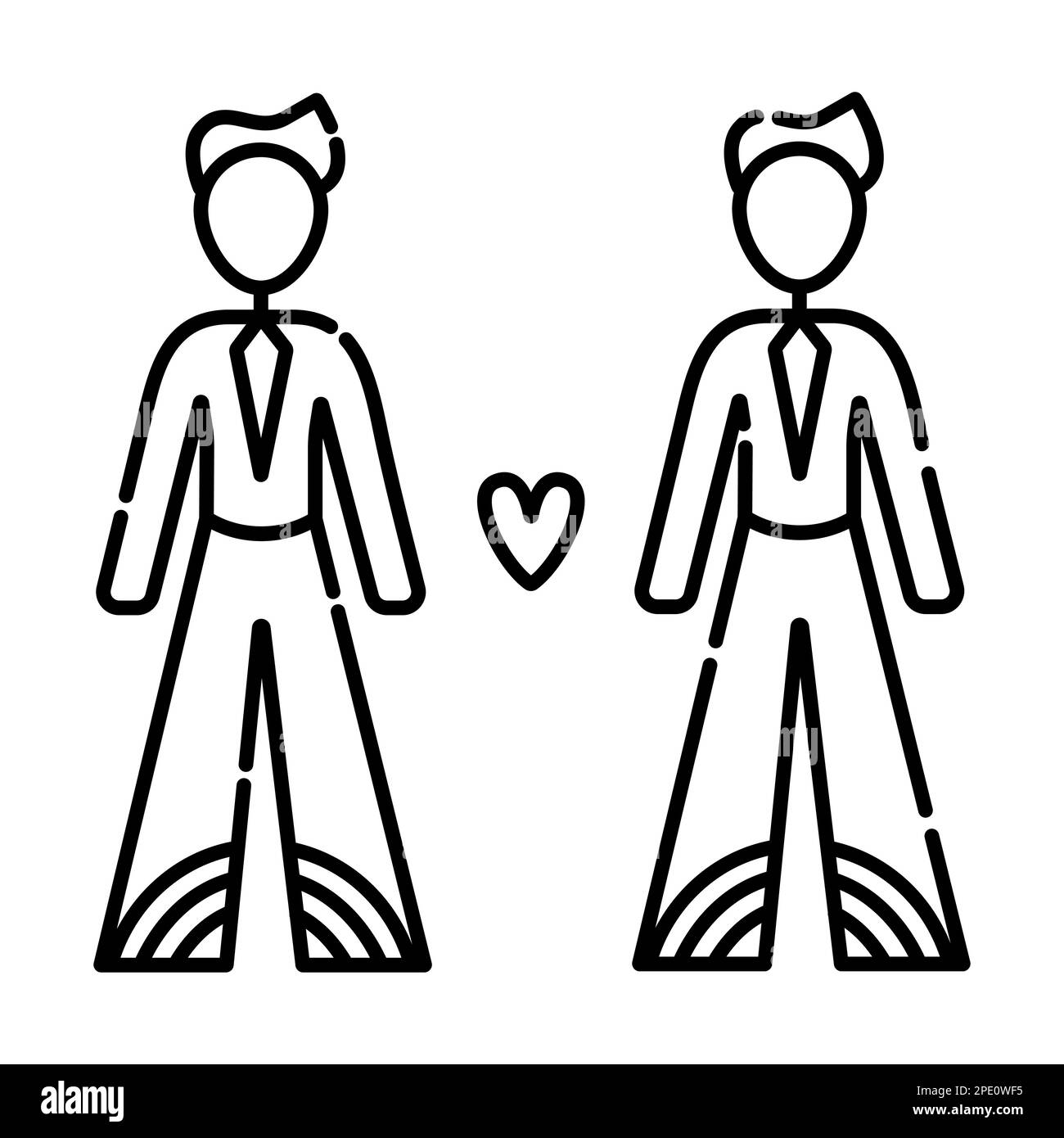 Deux gays en amour, illustration de ligne noire dans un style minimaliste Illustration de Vecteur