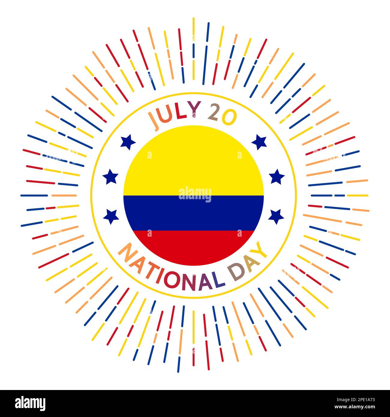 Insigne de la fête nationale de Colombie. Indépendance de l'Espagne en 1810. Célébré sur 20 juillet. Illustration de Vecteur