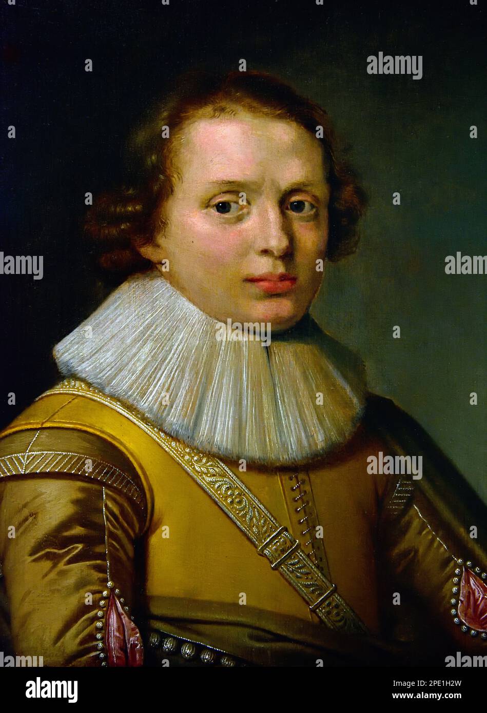 Portrait d'un jeune homme 1630 David Bailly (1584–1657) est un peintre hollandais de l'âge d'or. Musée des beaux-arts, Leiden, Lakenhal, pays-Bas, Hollande, Néerlandais. Banque D'Images