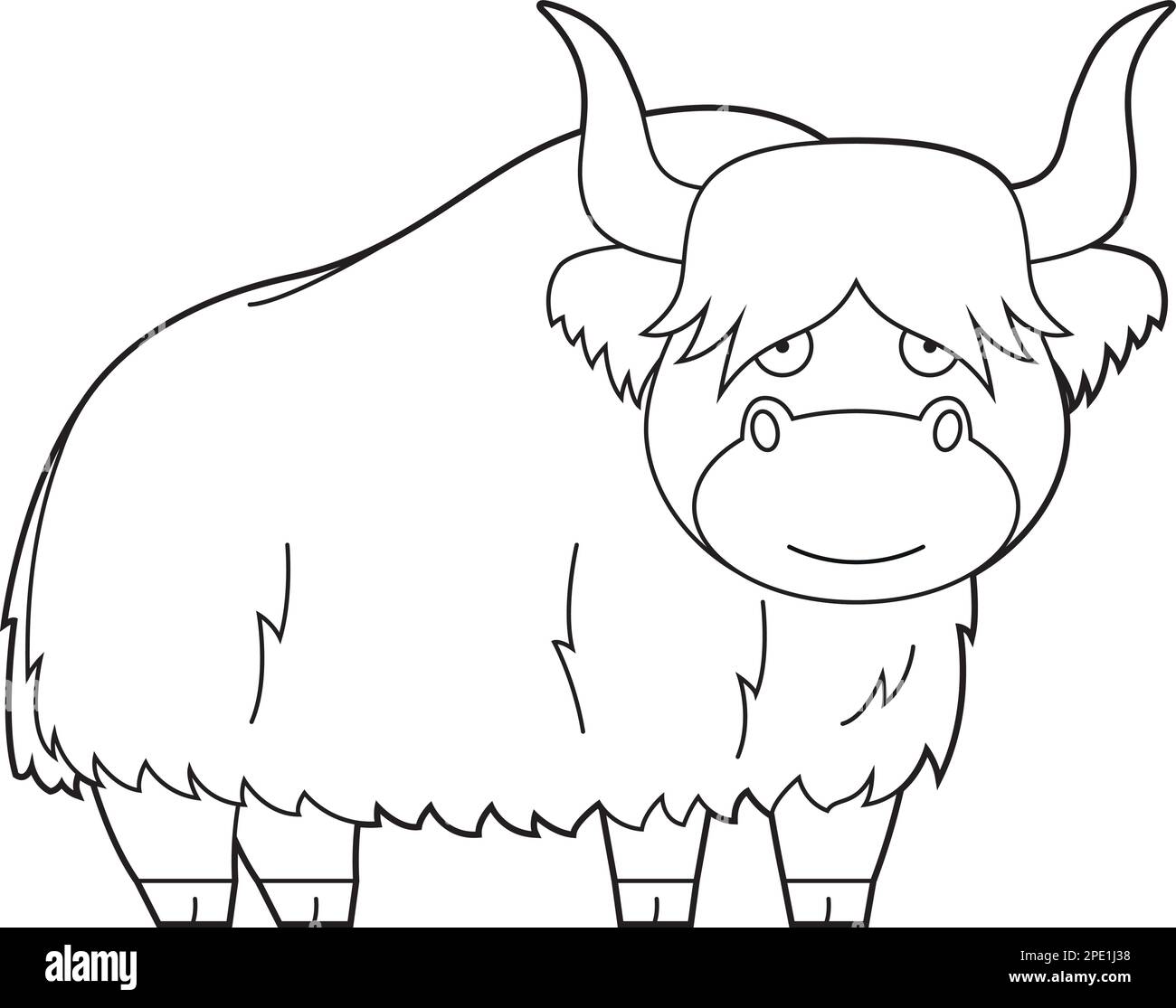 Illustration vectorielle facile à colorier d'un yak Illustration de Vecteur