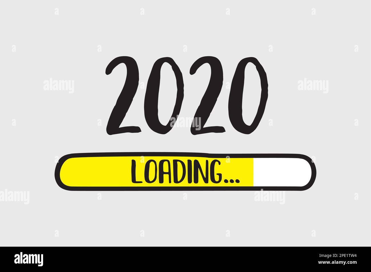 Barre de téléchargement jaune Doodle,2020 chargement du texte. Modèle de page Web. illustration vectorielle Illustration de Vecteur