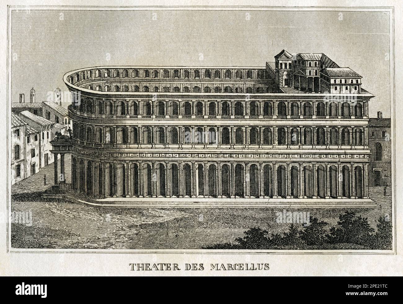 Europa, Italien, ROM, Théâtre des Marcellus ( Theatrum Marcelli ) , gebaut von Kaiser Augustus im Jahre 13 v. Chr. , Kupferstich um 1840 , Motiv stamtt aus einem Buch. / Europe, Italie, Rome , Théâtre de Marcellus, a été construit 13 av. J.-C. par Augustus, gravure en plaques de copperplate, environ 1840, à partir d'un livre. Banque D'Images