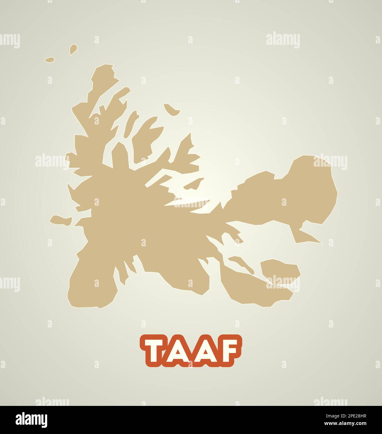 Affiche TAAF de style rétro. Carte du pays avec les régions dans la palette de couleurs d'automne. Forme de TAAF avec nom de pays. Illustration vectorielle élégante. Illustration de Vecteur