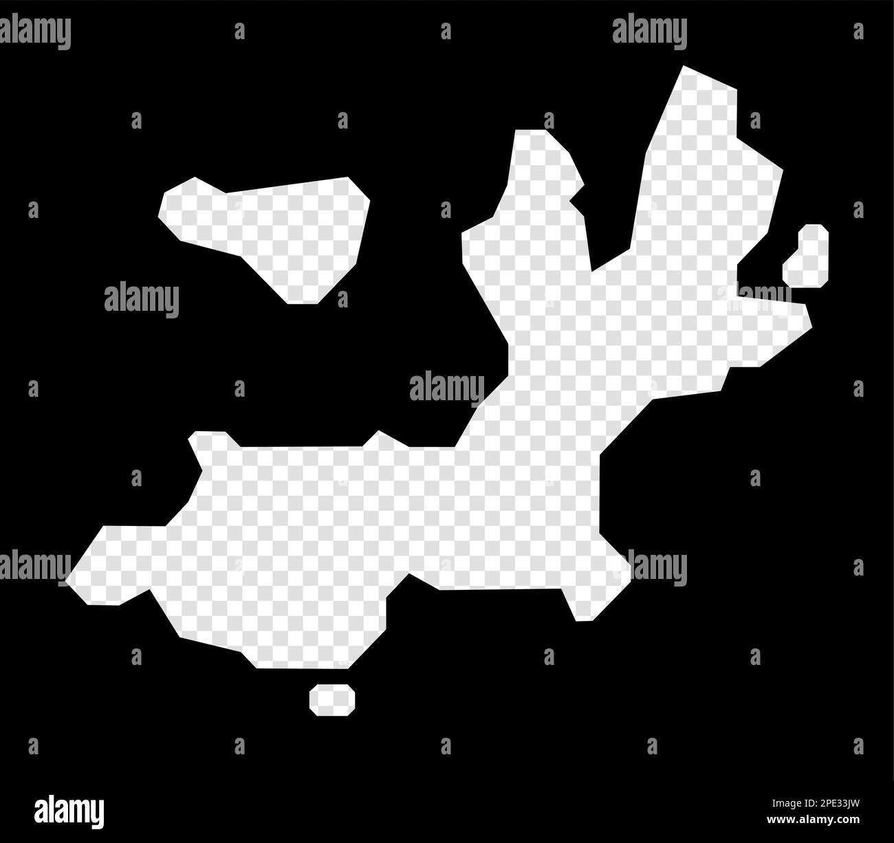 Carte stencil de l'île de Terre-de-Haut. Carte transparente simple et minimale de l'île de Terre-de-Haut. Rectangle noir avec forme de coupe de la zone. Élégant v Illustration de Vecteur