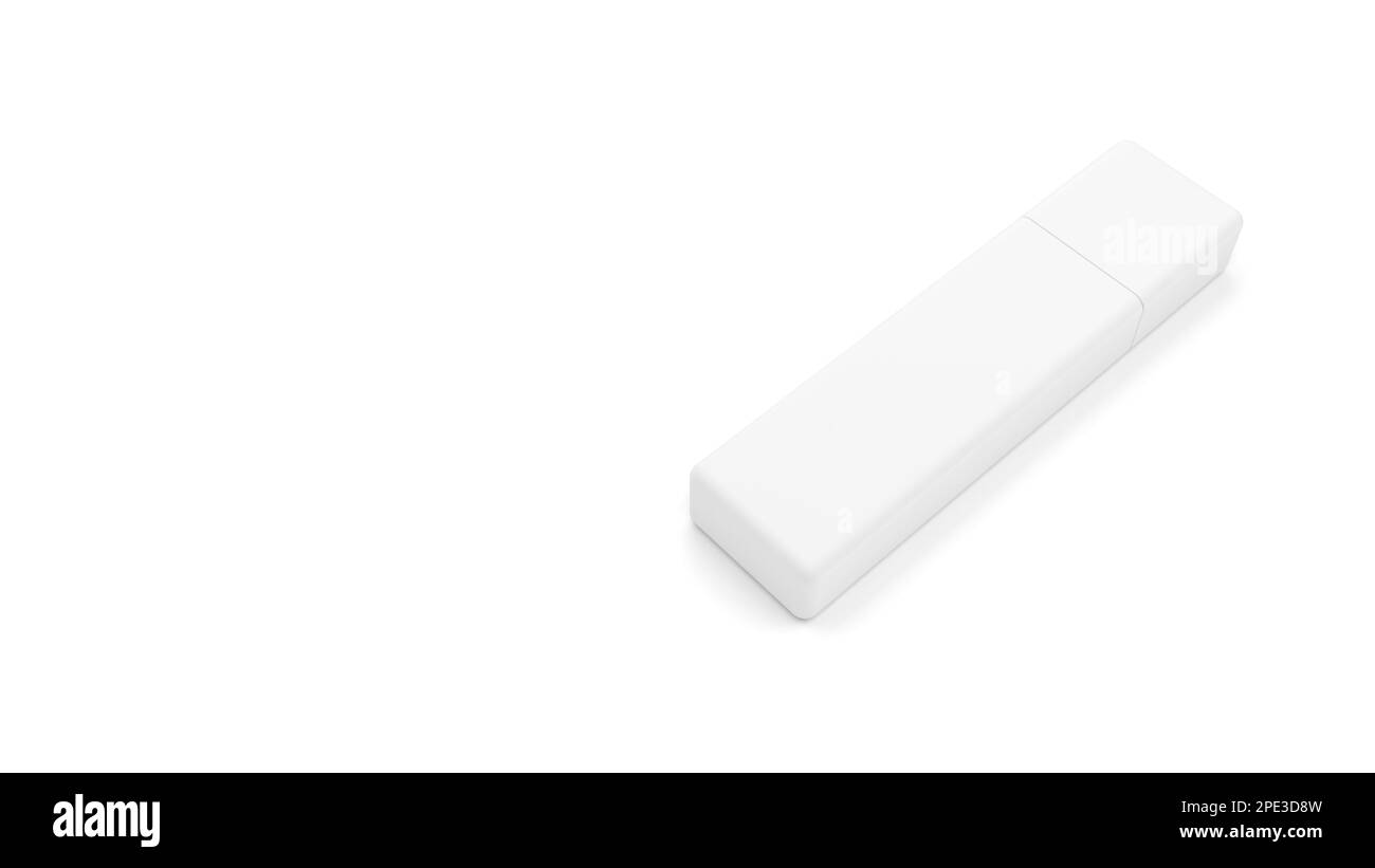 Lecteur flash USB isolé sur fond blanc. Périphérique de stockage de données. Lecteur de plumes. Pendrive. illustration 3d. Banque D'Images