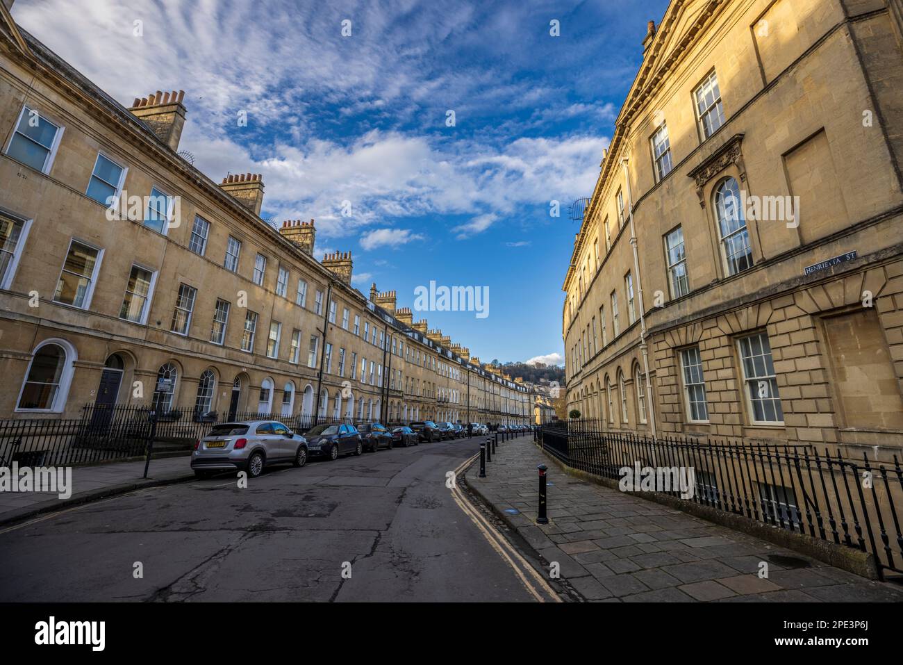 Maisons géorgiennes dans la rue Henrietta, Bath, Somerset, Angleterre Banque D'Images