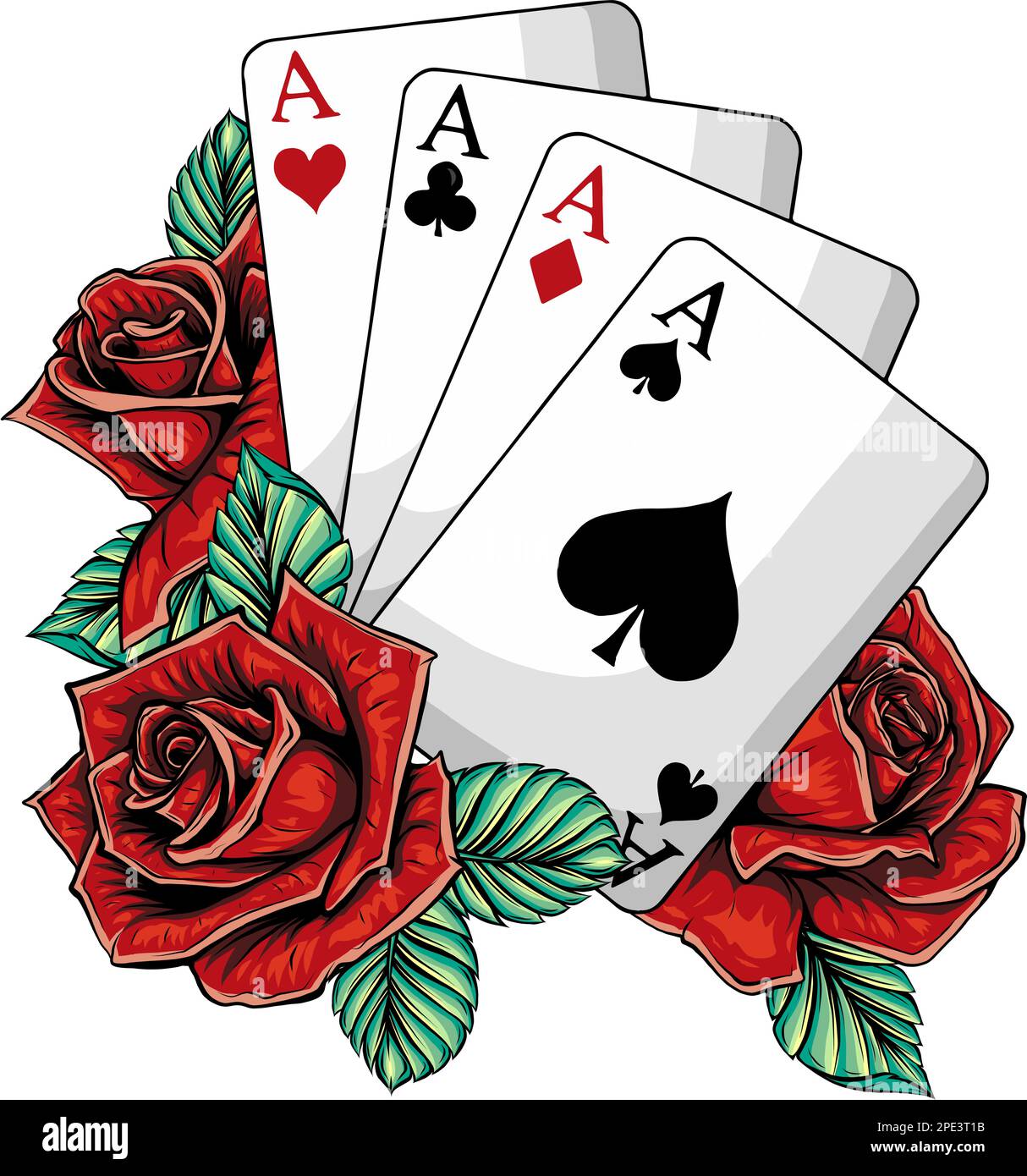 tatouage de carte de poker four as, illustration vectorielle Illustration de Vecteur