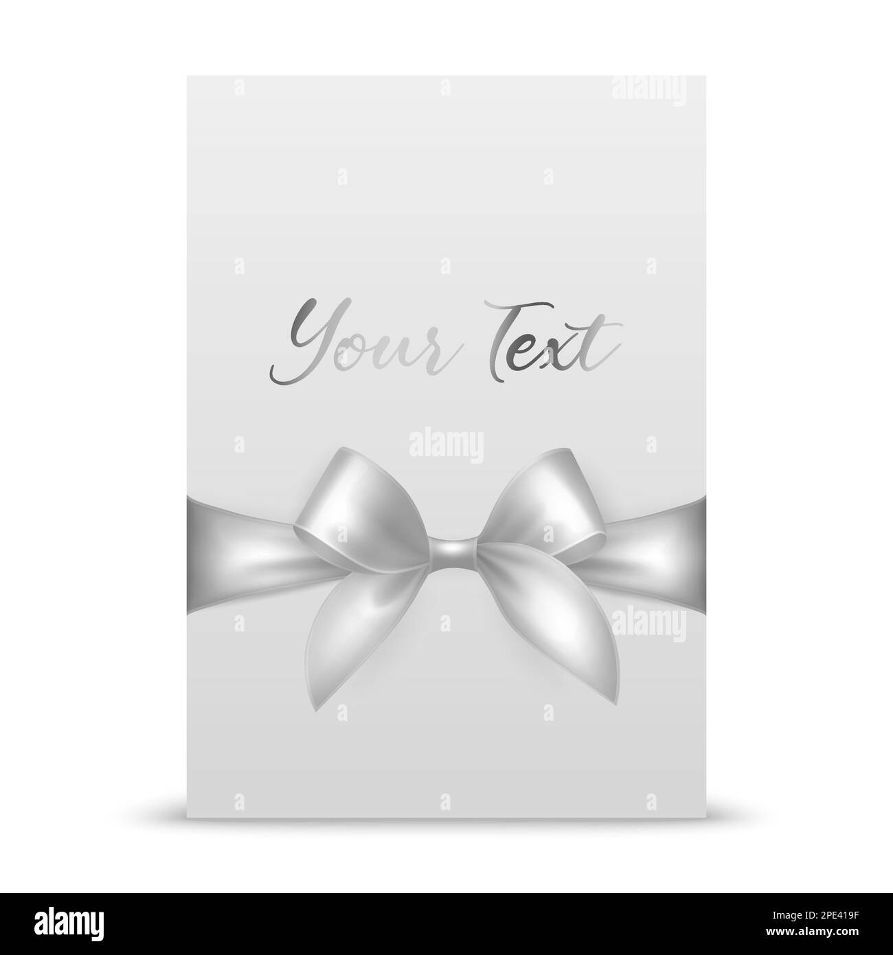 Ruban cadeau et noeud blanc réaliste Vector 3D avec fond de carte de vœux blanc. Modèle à motif noeuds, concept d'anniversaire, cadeaux de Noël Illustration de Vecteur