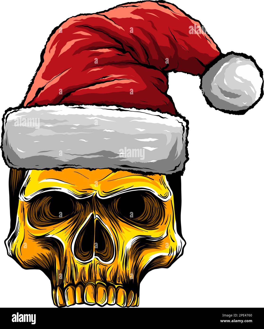 Illustration vectorielle crâne de Noël. t-shirts de style vintage Illustration de Vecteur