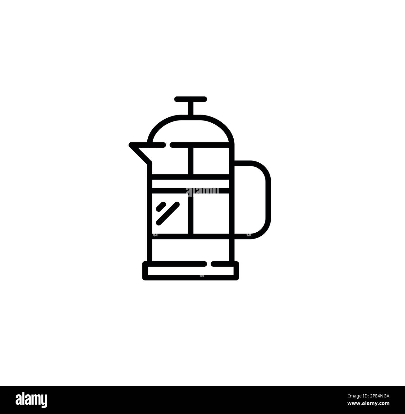 Presse française. Technique de préparation du café. Pixel Perfect, icône de contour modifiable Illustration de Vecteur